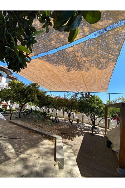 pamukkale branda Bej Renk Kamuflaj Örtü Ağ - Gölgelik Dekoratif File Dikişli1,5 M X 3 M