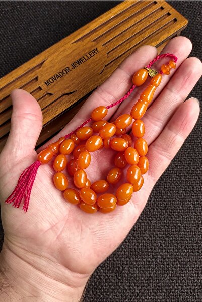 Vip Kehribar 8x11 Mm Beyzi Mişmişi Miskevi Baga Tesbih, Ebu Sırr Usta Imzalı Katalin Kanayan Baga, Bağa Tespih