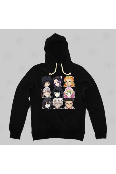 Built By Crazy Demon Slayer Kimetsu No Yaiba Hashira Grid Hanorac cu glugă un...