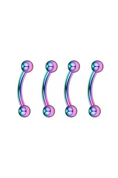 Jaida Moda Unisex Hologram Surgical Steel Set of 4 Eyebrow and Rook Piercing