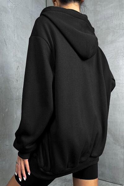 MOONBULL Unisex černá oversize mikina na zip