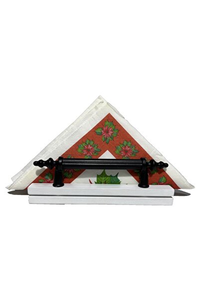 Mimoza Black and White Wooden Napkin Holder