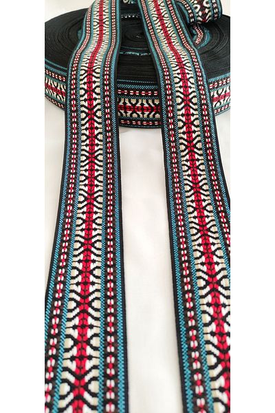 ALTAY TEKSTİL ÜRÜNLERİ Black Burgundy Colored Ethnic Ribbon