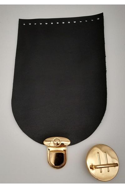 angel çanta aksesuar Single Layer Faux Leather Black 15x22 Cm Pendulum Lockable Cover No:3 Light Gold Metal