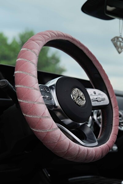 TASARIM ARABAM ATİKE ELİF AKIN 36 CM Pudra Pembe Kapitone Gümüş Taş Şeritli D...