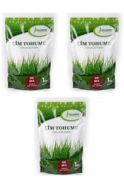 ULUSOY TOHUMCULUK 3 Adet Ulusoy 6m Mix Çim Tohumu Karışımı 1kg