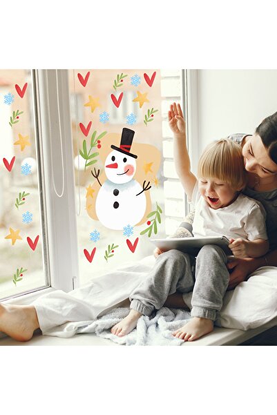 Aysprint Новогодишна украса Весел снежен човек Коледна украса Комплект стикер...