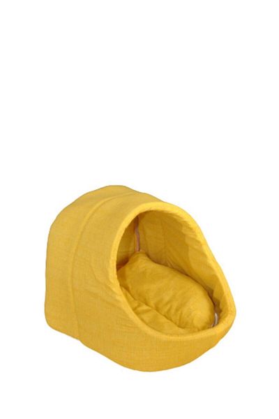 demsa Dog Bed Cave Washable Fiber Cushioned Soft Yellow