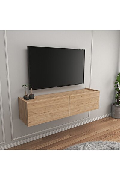 Egecan Mobilya Meşe 120 Cm Tv Ünitesi Tv Sehpası Duvar Rafı Kitaplık
