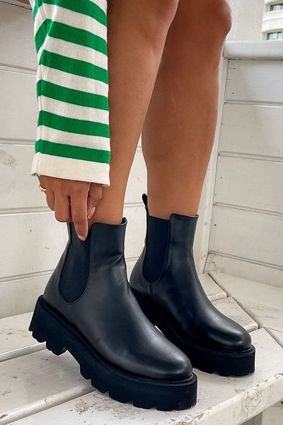 Shoebutik Μαύρες δερμάτινες μπότες