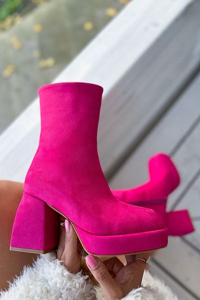 Hot pink suede booties sale