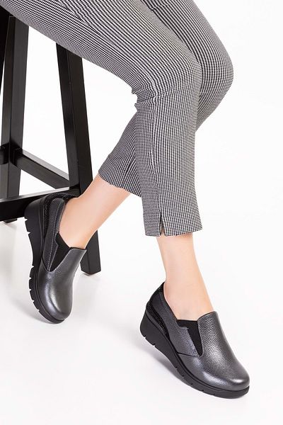 Gondol Pantof confortabil cu talpă anatomică din piele naturală Esfa.4052 - Antracit - 38