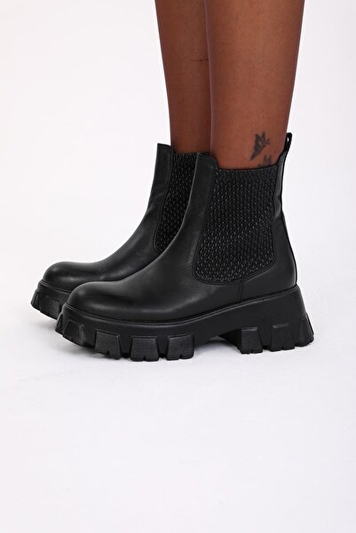 FOLLİNİ Cizme de damă din piele neagră