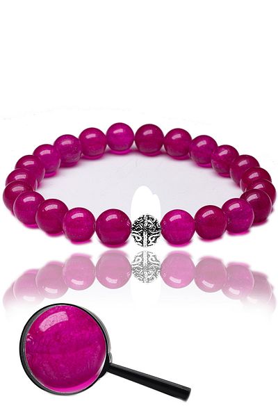 Tesbih Atölyesi Certified Ruby Stone Synthetic Bracelet - Silver Apparatus