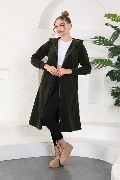 Kardelen Butik Ümraniye Fleece Zippered Cap Khaki Green Araboy