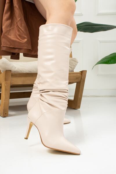 Nstil Καθημερινές γυναικείες λεπτές ψηλοτάκουνες μπότες ταϊλανδέζικης γούνινης επένδυσης με μυτερή αντιολισθητική σόλα 227