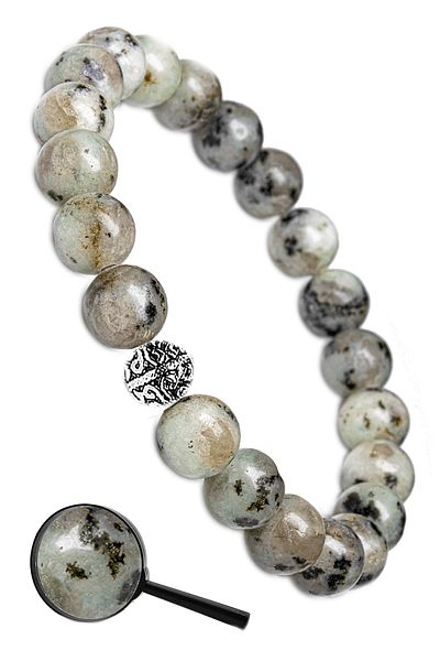 Tesbih Atölyesi Certified Dendritic Quartz Stone Bracelet - With Silver Device