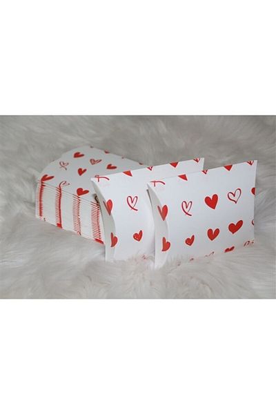 anka design Gift Japanese Pillow Cardboard Red Heart Box 7,2x7,4x1,8cm 15pcs