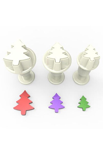 AGN STORE شجرة الصنوبر 3 عبوات مع حاقن صغير (دفع) - قالب السكر والعجين والبسكويت