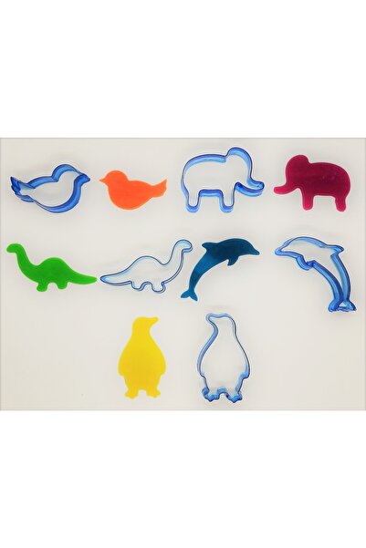 AGN STORE مجموعة من 2 5 قوالب كوكيز من البولي كربونات كوبات - طائر، فيل، ديناصور، سمكة، بطريق