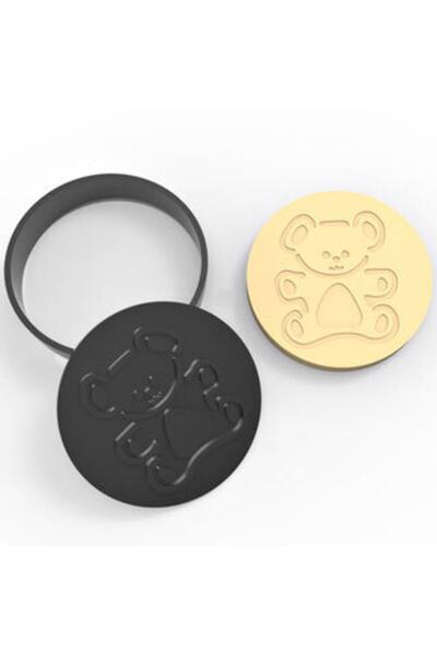 AGN STORE مجموعة قاطعة البسكويت والختم على شكل دائري على شكل دمية دب