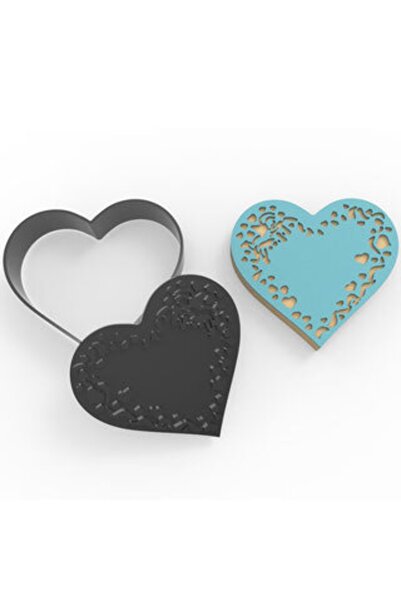 AGN STORE Heart Motif Cookie Stamp & Cutter Set - Cookie Mold