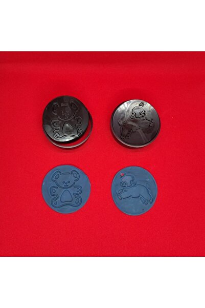 AGN STORE 2 Pieces Round Teddy Bear Motif Cookie Stamp & Cutter Set 59-69