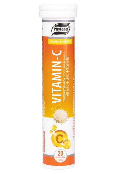 Phytodef VitaminCand D3 + Zinc EffervescentTablet- 20 Piecesx5 Pieces (orange Flavor)