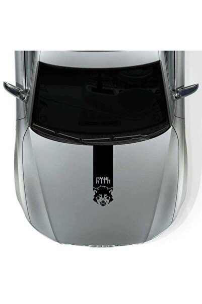 Asilmeydan Göktürkçe Türk Vahşi Kurt Kaput Şerit Oto Sticker, Araba Etiketi G1