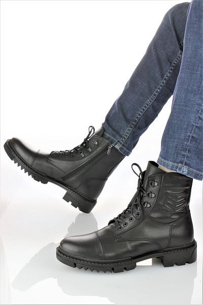 MARCOMEN Men's Genuine Leather Long Boots with Crest Detail