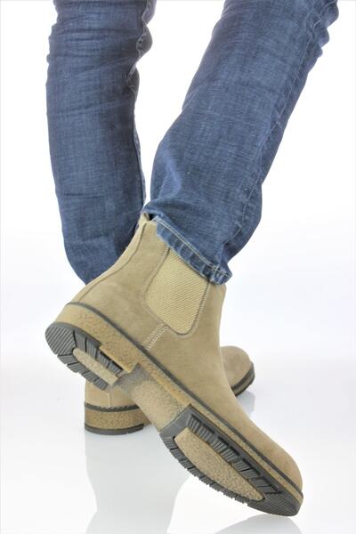 DOCKA Erkek Hakiki Deri Lastik Detaylı Süet Chelse Bot