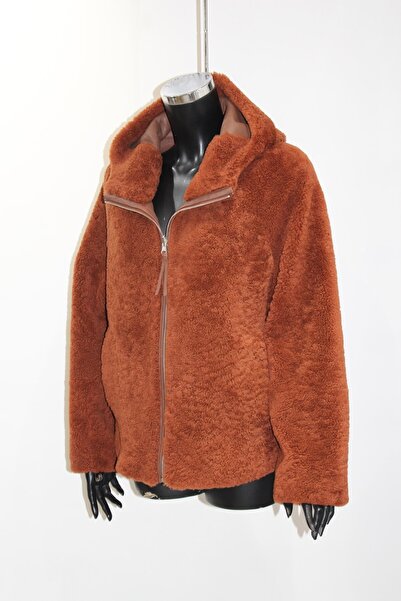 Metins Leather Kadın Çift Taraflı Kapüşonlu Deri Mont