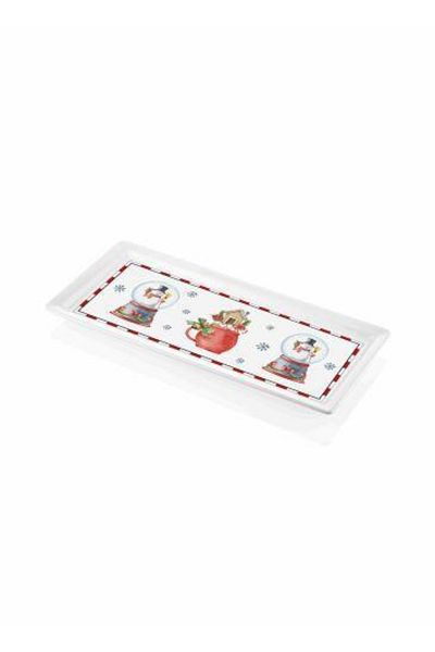 The Mia Globe Christmas Themed Rectangular Serving Plate 35 X 16 Cm New035