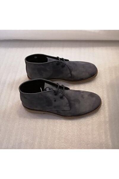 Pedro Camıno Uniseks Hakiki Süet Soluk Mavi Lacivert Kamuflaj Kalın Kauçuk Taban Bağcıklı Yarım Bot