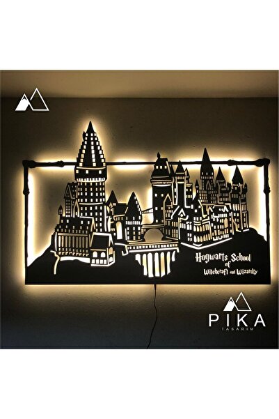 Genel Markalar Hogwarts 50 X 70 Led Işıklı Tablo - Ahşap Duvar Dekorasyonu