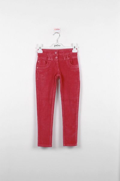 incity Girl's Skinny Leg Fuchsia Velvet Trousers