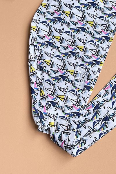 Owlet Medikal Ship Patterned White Surgical Hijab Cap