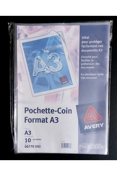 AVERY A3 L Type Opening Transparent File 10 Pack