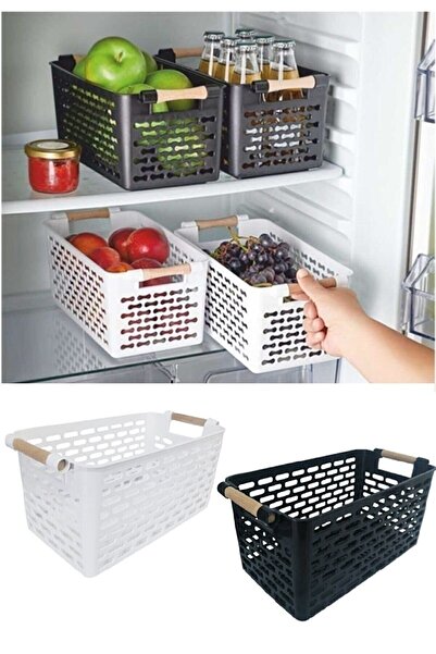 Tinsmith 4'lü Ahşap Renk Plastik Organizer Sepet Dolap Banyo Mutfak Düzenleyici