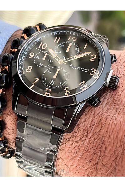 Ferrucci Brand 2 Year Warranty, Steel Strap Silver Color, Men's Wristwatch with Numbers