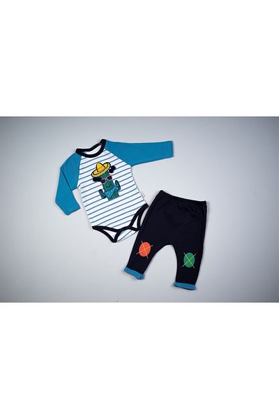 Necix's Blue Baby Set with Cactus Figure and Badge