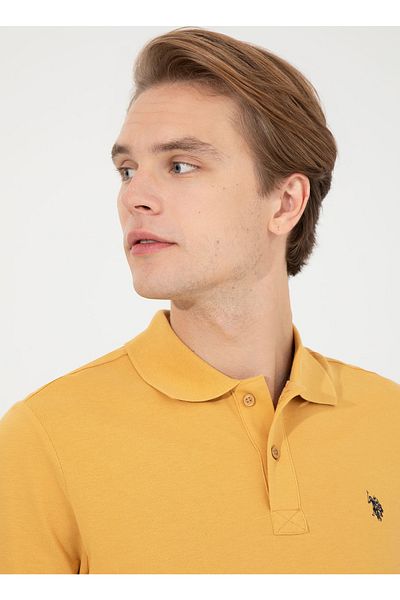 U.S. Polo Assn. Hanorac galben pentru bărbați cu gât polo Gtp01sk022