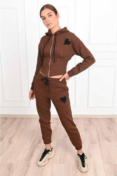 Koza Butik Σετ γυναικεία φόρμα με στάμπα καρδιάς 3449-23