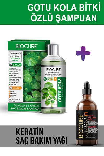 Biocure Gotu Kola Herbal Shampoo and Keratin Hair Care Oil - Hair Set