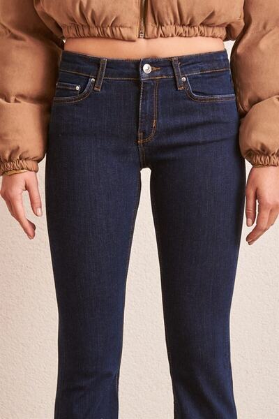 LİMABEL Cazul Spanish Lycra Colorfast Dark Blue Spanish Flare Leg Jean High Waist Denim Trousers