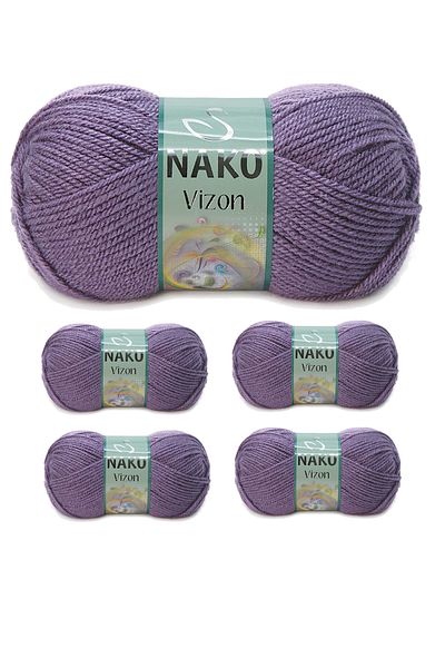 NAKO 5 Pieces Mink Premium Acrylic Hand Knitting Yarn Wool Color No:6684 Light Plum