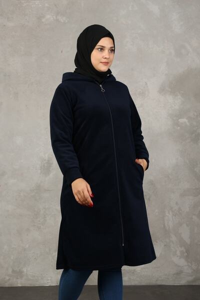 Kardelen Butik Ümraniye Uzun Polar Hırka Kışlık Lacivert