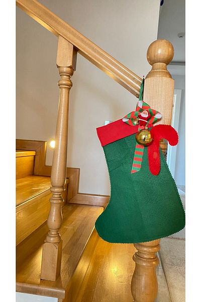 White Alamode New Year's Green Colored Stocking Ornament