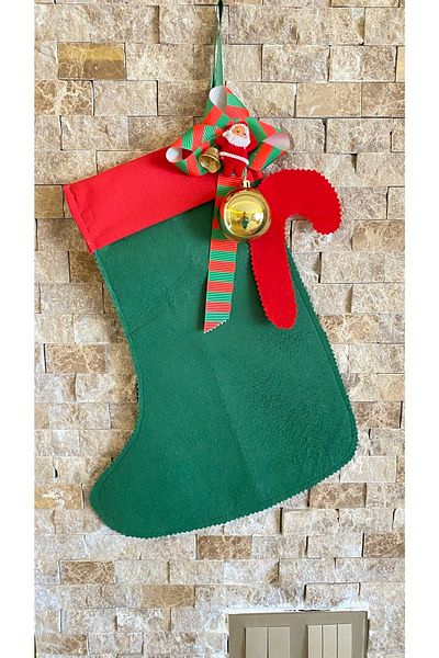 White Alamode New Year's Green Colored Stocking Ornament