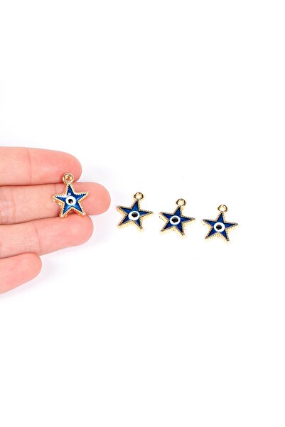 yfhobi 1 Adet - 19 Mm Yıldız Desenli Mavi Nazar Mineli Altın Kaplama Takı Apa...